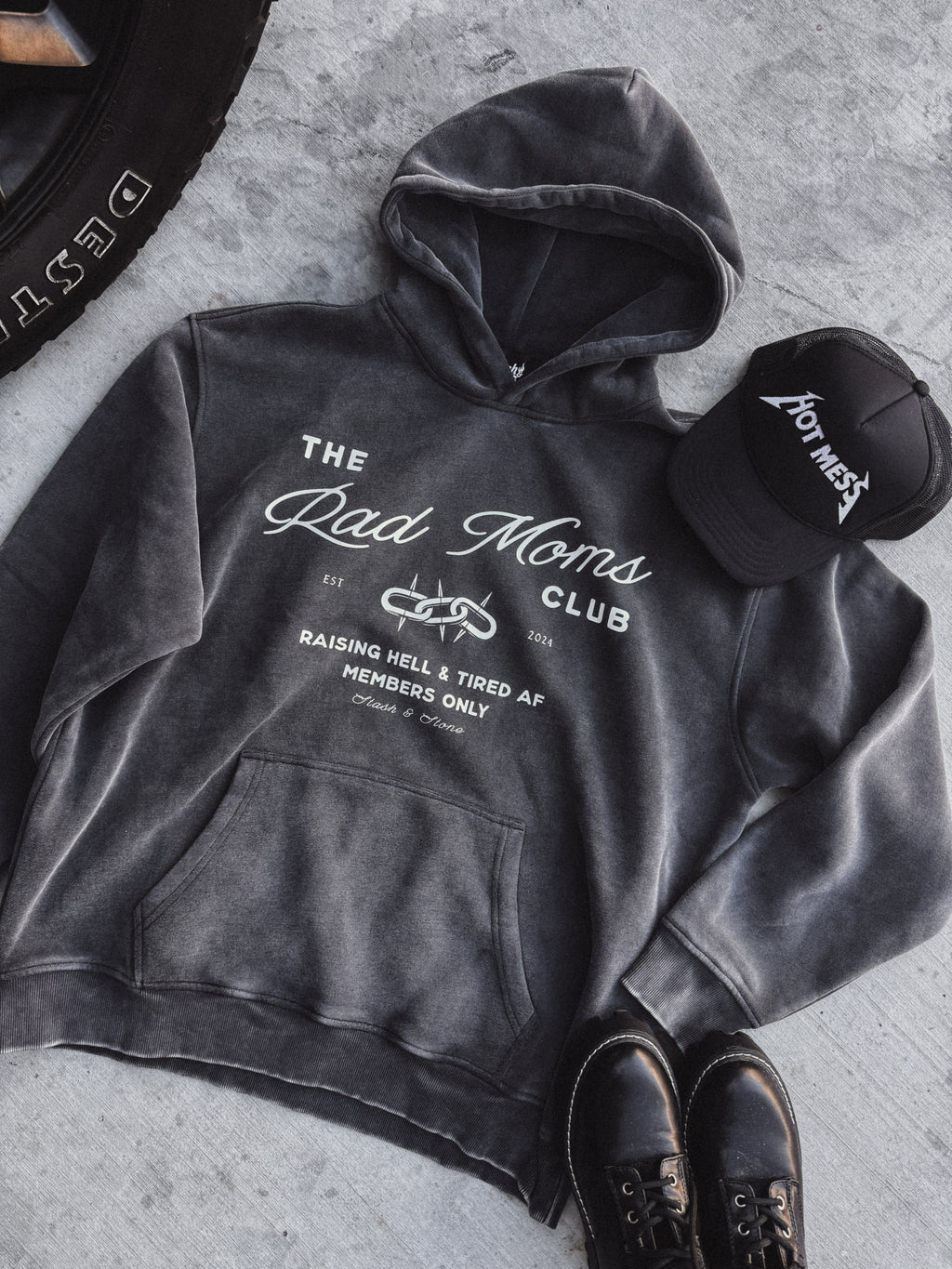 Rad Moms Club Acid Wash Hoodie