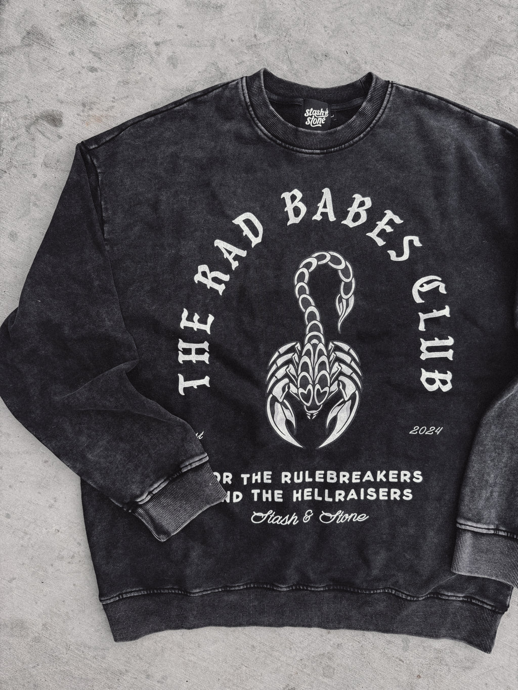 Rad Babes Club Acid Wash Crewneck