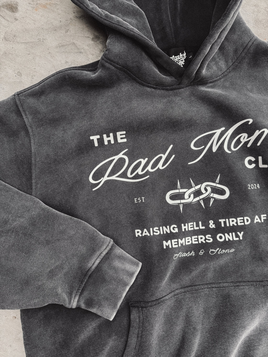 Rad Moms Club Acid Wash Hoodie