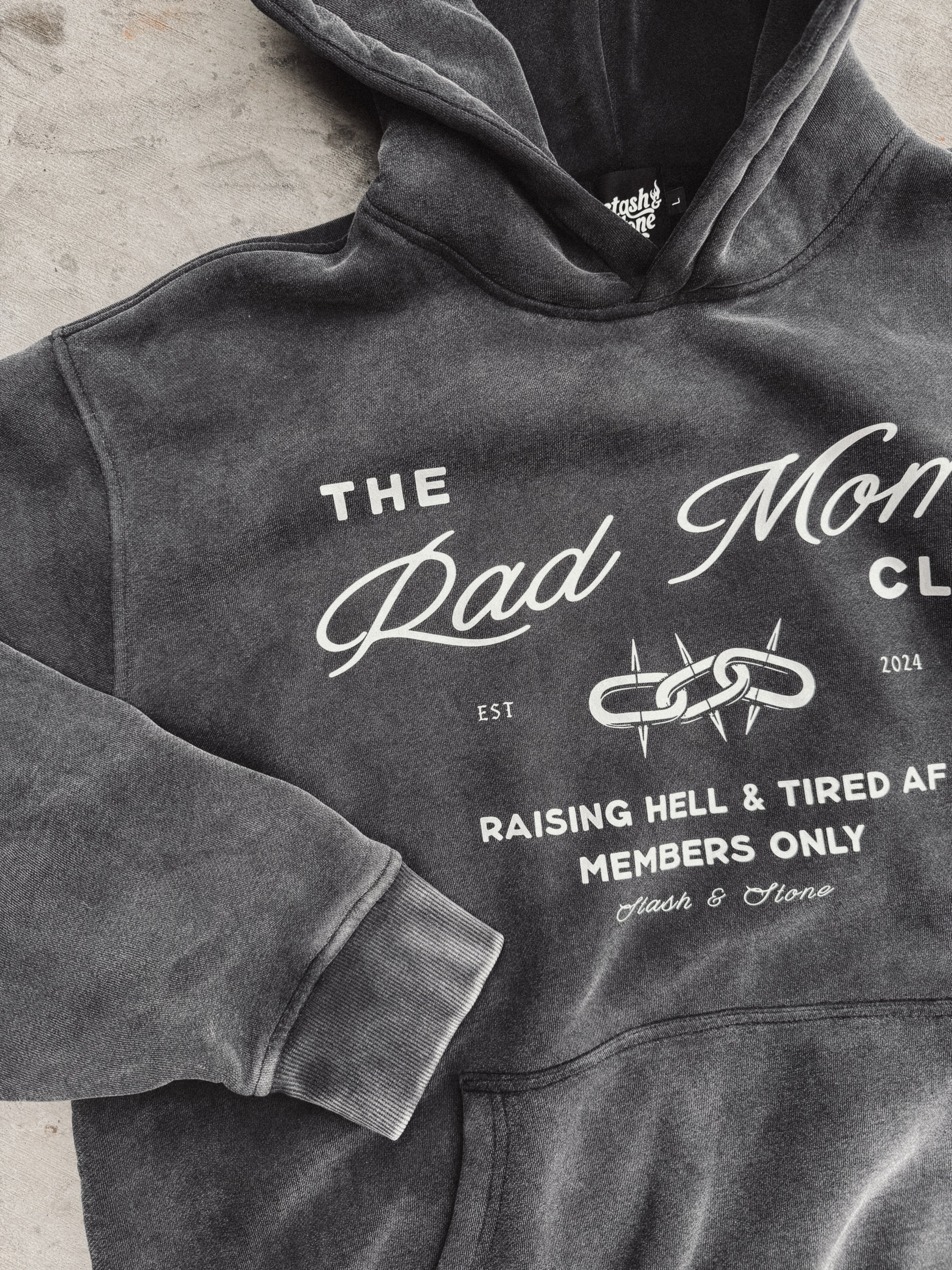 Rad Moms Club Acid Wash Hoodie