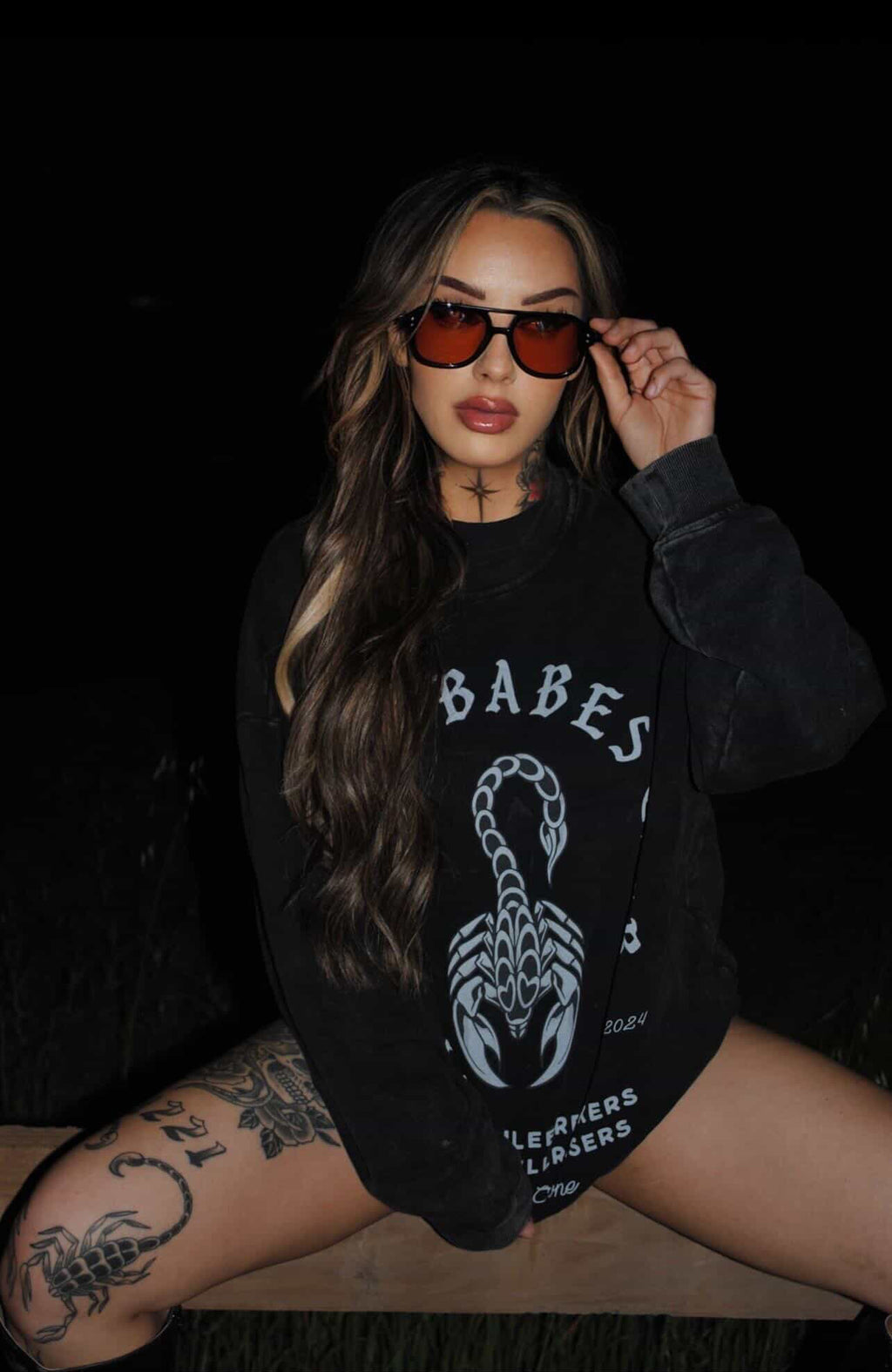 Rad Babes Club Acid Wash Crewneck