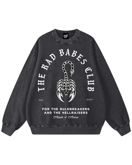 Rad Babes Club Acid Wash Crewneck